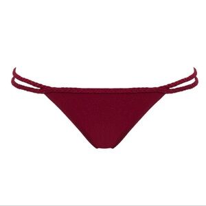 Ruby Red Braided Thong Bikini Bottom